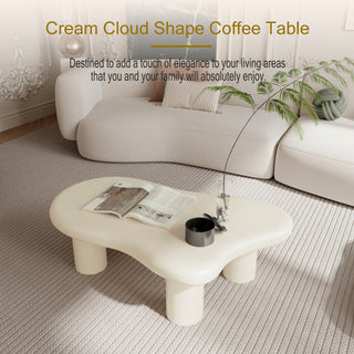 47 Inch Cloud Shaped Coffee Table for Living Room, Beige