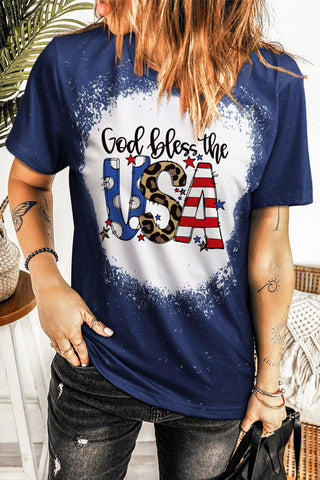 God Bless The U.S.A Printed Tee Shirt for Women