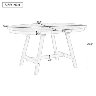 TREXM Wood Dining Table Round Extendable Dining Table for Dining Room (Natural Wood Wash)