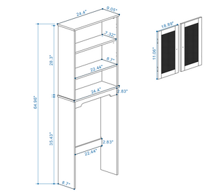 Over The Toilet Storage Cabinet, Bathroom Shelves Over Toilet with 2 Rattan Doors&Adjustable Shelves&Open Storage Shelf-Natural Wood