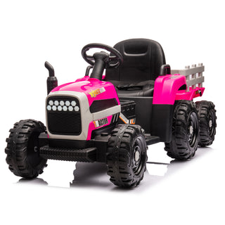 Tractor2.0 Ride-On Kids Toy with Trailer, 24v Electric, 200w Dual Motor, 1.86-4.97 mph, Remote Control, 3-Speed, usb, mp3, Bluetooth, Led Lights, Safety Belt