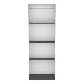 Home Bookcase with 4-Shelf Modern Display Unit for Books and Decor -Matt Gray / White -Office