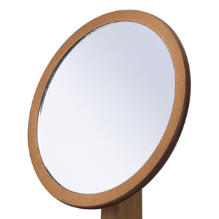 9.5" Tall Polyresin and Wood Make-Up Mirror on a Pedestal, Walnut finish