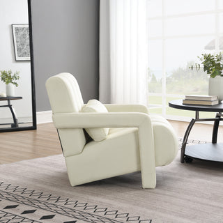 Modern Upholstered accent chair, Comfortable Linen Fabric with a pillow for Living room,bedroom. Linen, Beige