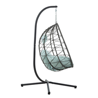 Egg Chair with Stand Indoor Outdoor Swing Chair Patio Wicker Hanging Egg Chair Hanging Basket Chair with Stand for Bedroom Living Room Balcony