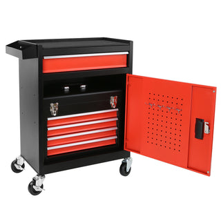 5-Drawer Rolling Tool Chest & Storage Cabinet with Detachable Top Tool Box – Metal Tool Cart for Garage Workshop, Lockable Wheels, Liner, Locking Mechanism