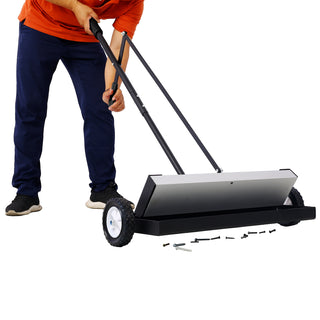 24in Rolling Magnetic Sweeper, Heavy Duty Push-Type with Release, 100 lb Capacity