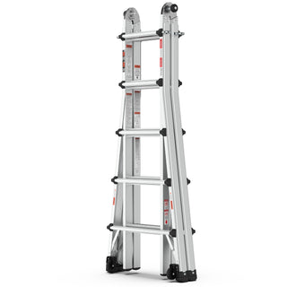 22ft Aluminum Multi-Position Ladder with Wheels, 300 lbs Weight Rating