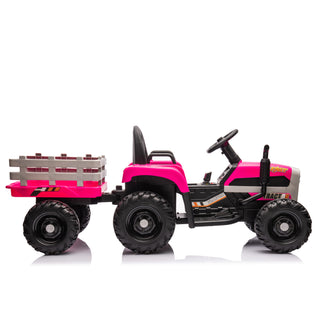 Tractor2.0 Ride-On Kids Toy with Trailer, 24v Electric, 200w Dual Motor, 1.86-4.97 mph, Remote Control, 3-Speed, usb, mp3, Bluetooth, Led Lights, Safety Belt