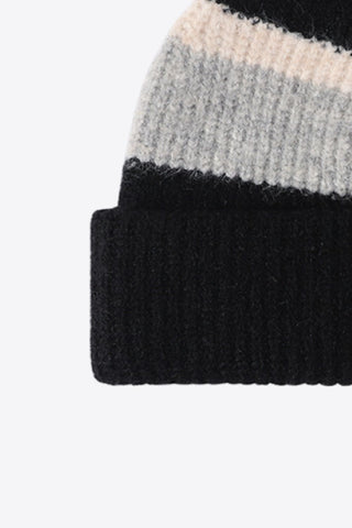 Tricolor Cuffed Knit Beanie