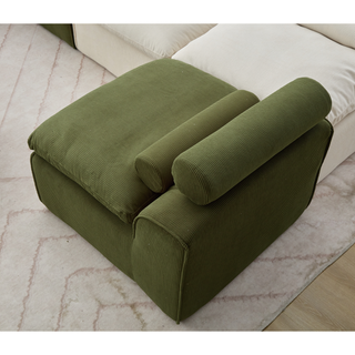 [NEW ARRIVED] [VIDEO PROVIDED]Modular Sofa,No Armrests,At will DIY,Soft Corduroy Fabric,Neck Pillow-Back Lounge Sofa Chair,Reading Nook, or Apartment Living, Lumbar Pillow,2 Seats,Upholstered,Green