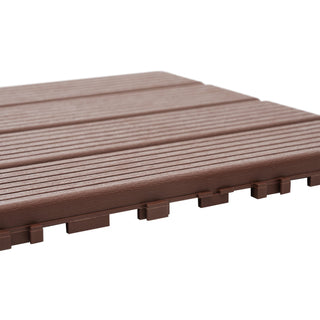 Plastic Interlocking Deck Tiles, 44 Pack, 11.8" x 11.8" Square, Waterproof Outdoor All-Weather Patio Decking Tiles for Poolside, Balcony, Backyard ,Dark Brown