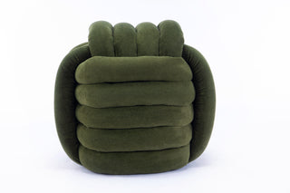 060-Chenille Fabric Modern Knot Design Ottoman Makeup Stool Footstool, Comfortable and Stylish Seat for Living Room, Bedroom,Green