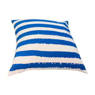 20 x 20 Modern Square Cotton Accent Throw Pillow, Screen Printed Stripes Pattern, Blue, White