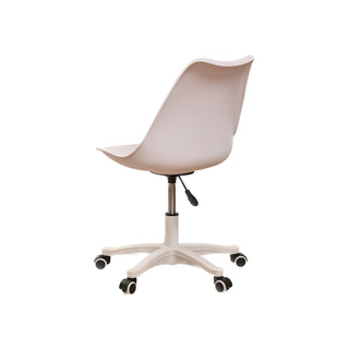 Armless Office Chair - Ergonomic Small Computer Desk Chair with Wheels, Adjustable Rolling Swivel Task Chair for Small Spaces (White)