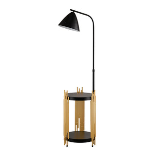 Luxury Shelves Floor Lamp for Living Room, Industrial Metal Lampshade Tall Standing Lamp, Reading Light for Bedroom and Office (E26 Bulb Not Included) - Matte Gold and Matte Black