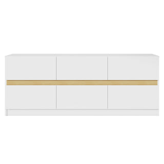 6 Drawer Dresser Long Dresser for Bedroom Wood Clothes Organizers and Wide Storage Drawers 16.34" D x 59.06" W x 23.03"H (White) - White Label