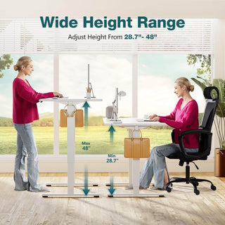 Electric Height Adjustable Standing Desk, Sit to Stand Ergonomic Computer Desk,White,63x24in