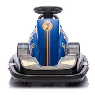 12V Kids Ride On Motor Bumper Car,integrating system,Rotate 360 degrees in place,Collision triggers sound effects and lights,Four-wheel waterfall light,Cute appearance design for kids aged 3-5.