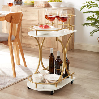 2-Tier Rolling Bar Cart, Industrial Style Beverage Cart with Wine Rack and Glass Holder, Mobile Wine Trolley for Kitchen and Living Room