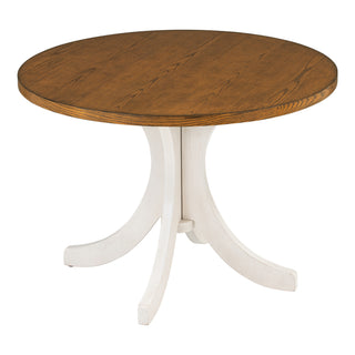 TOPMAX Mid-Century Modern Solid Wood Round Dining Table for Small Spaces, Walnut Finish