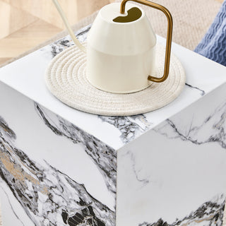 Modern white MDF + sticker material, cube fashion texture design coffee table, suitable for various situations and scenes, is a good choice for home decoration.