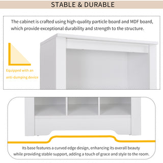 ON-TREND Stylish Design 30 Shoe Cubby Console, Contemporary Shoe Cabinet with Multiple Storage Capacity, Free Standing Tall Cabinet with Versatile Use for Hallway,  Bedroom, White