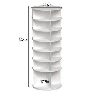 7-Tier Rotating Shoe Rack Tower, 360° Spinning Shoe Organizer, Free Standing Lazy Susan Design, High Bottom Storage, Holds 28 Pairs, White