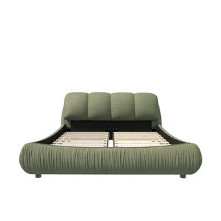 King Size Luxury Upholstered Platform Bed with Oversized Padded Backrest and Solid Wood Frame,suitable for Multiple heights of mattresses,Green(Old Sku:W1885S00019)