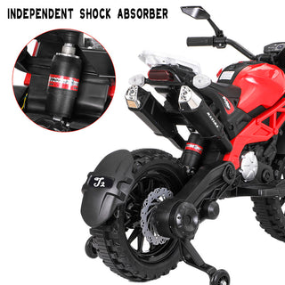 Electric Motorcycle for Kids, kids ride on  motorcycle,  12V  Electric Dirt  Bike with Training Wheels, Hand Racing   Foot Brake,PU seat,   Ride on Motorcycle for  3~6 years Boys Girls gift