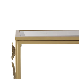 39.5" x 12" x 30.5" Gold Console Table with Mirrored Glass Top, Modern Entryway Table for Living Room Foyer Entryway