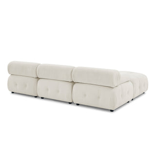 Modular Sectional Sofa, Button Tufted Designed and DIY Combination,L Shaped Couch with Reversible Ottoman, Beige Velvet