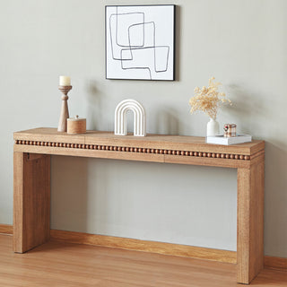 Convenience Concepts Natural Wood Console Table/Desk with Real Wood Beads Decoration