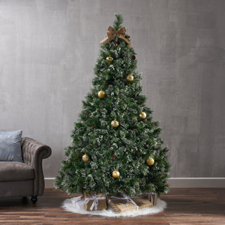 7ft Cashmere & Snow Bristle Tree with 75 Pine Cones, 900 Led Lights, 1233 Tips, Dia:59