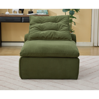 [NEW ARRIVED] [VIDEO PROVIDED]Modular Sofa,No Armrests,At will DIY,Soft Corduroy Fabric,Neck Pillow-Back Lounge Sofa Chair,Reading Nook, or Apartment Living, Lumbar Pillow,2 Seats,Upholstered,Green