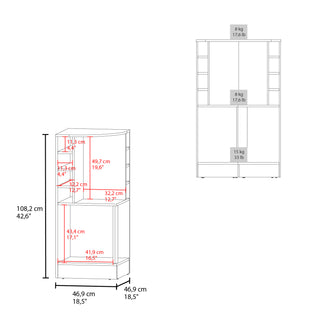 Fm Furniture Toyei Corner Bar Cabinet with Bottle Rack, Open Shelves, and Hidden Storage, Natural Oak