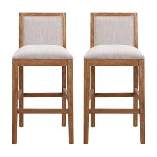 Set of 2 Retro 30.5" Bar Stools - Rubber Wood Frame, Upholstered Fabric Sponge Cushion, Perfect for Kitchen Island, Dining Room & Bedroom