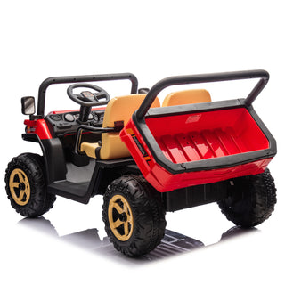 24V XXXL Kids Ride On UTV W/Parents Remote Control,Two-seater,Automatic tipping bucket,Rear wheel suspension,Slow start,Portable handle,Safety Belt,LED light,USB,MP3,Bluetooth,Horn for Kids Aged 3-8.