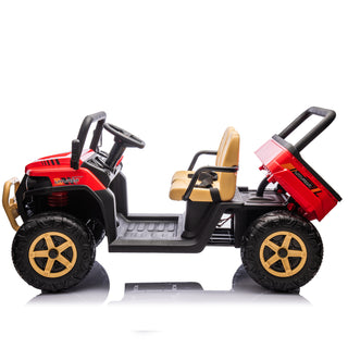 24V XXXL Kids Ride On UTV W/Parents Remote Control,Two-seater,Automatic tipping bucket,Rear wheel suspension,Slow start,Portable handle,Safety Belt,LED light,USB,MP3,Bluetooth,Horn for Kids Aged 3-8.