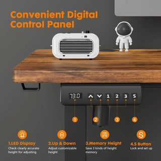 Electric Height Adjustable Standing Desk,Sit to Stand Ergonomic Computer Desk,Brown,40'' x 24"