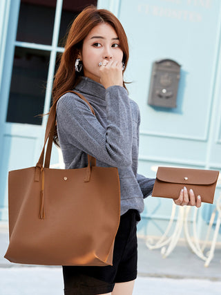 Tassel Zip Bag Large Capacity Shoulder Tote Bag