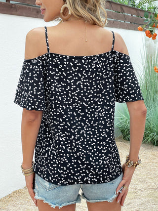 Women's love print off-shoulder short-sleeved top