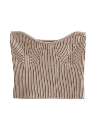 New Knitted Sleeves Slim Tube Top Two-piece Set for Women