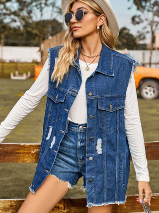 New denim vest vest summer fashion trend denim sleeveless vest