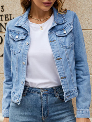 Women's slim lapel regular denim jacket