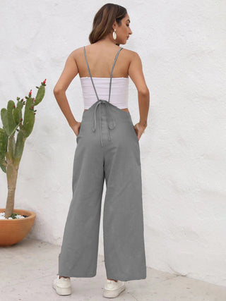 New solid color casual suspender trousers