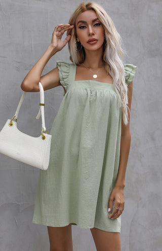 Women's Ruffled Vest Cotton Linen Dress