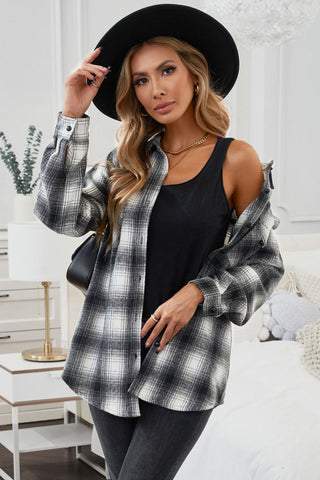 Plaid Button Up Long Sleeve Shirt for Women