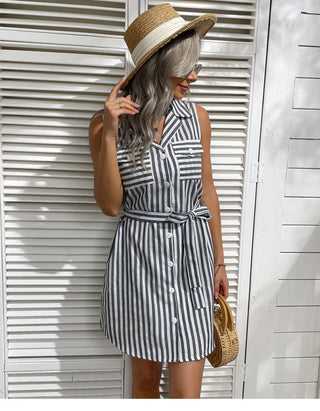 Women's Grey Beach Stripe Dress