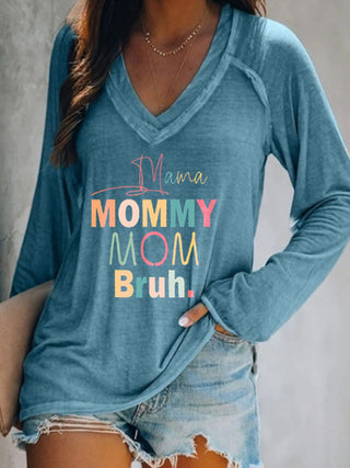 Women's V-neck Long Sleeve Graphic Print T-shirt